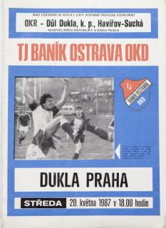 Program  FC Banik Ostrava vs. Dukla Praha , 1987