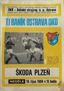 Program  FC Banik Ostrava vs. Škoda Plzeň, 1986