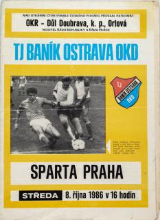 Program  FC Banik Ostrava vs. Sparta Praha, 1986