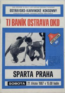 Program  FC Banik Ostrava vs. Spartak Praha, 1987