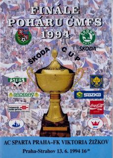 Program finále poháru ČMFS, Sparta Praha v. Viktoria Žižkov, 1994