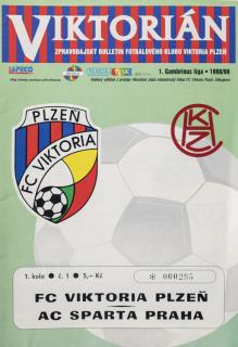 Program - FK Viktoria Plzeň v. AC Sparta Praha, 1998