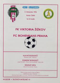 Program - FK Viktoria Žižkov v. FC Bohemians Praha, 1994