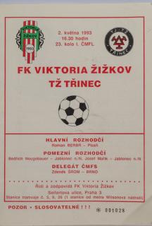 Program - FK Viktoria Žižkov v.TŽ Třinec ,1993