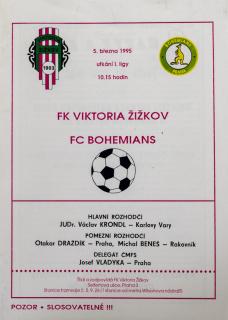 Program - FK Viktoria Žižkov vs. FC Bohemians, 1995