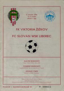 Program - FK Viktoria Žižkov vs. FC Slovan Liberec, 1994/2