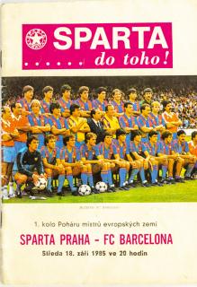 Program fotbal, AC Sparta Praha v. FC Barcelona, 1985