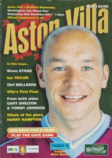 Program fotbal, Aston Villa v. Sheffield Wednesday, 2001