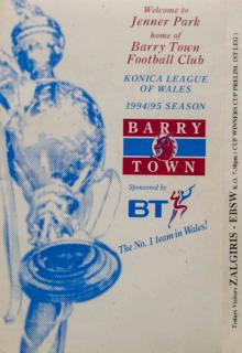 Program fotbal, Barry Town v. Zalgiris - EBSW, 1994/95