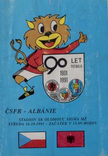 Program fotbal ČR vs. Albánie, 1991
