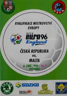 Program fotbal  ČR vs. Malta, 1994
