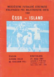 Program fotbal, ČSSR v. Island, 1981