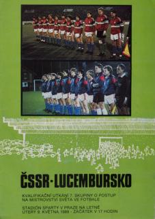 Program fotbal  ČSSR v. Lucembursko, 1989