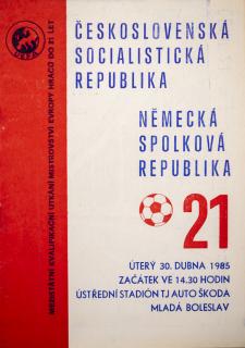 Program fotbal, ČSSR v. NSR, 1985