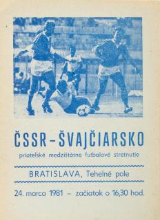 Program fotbal, ČSSR v. Švajcarsko, 1981