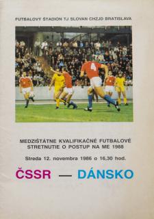 Program fotbal ČSSR  vs. Dánsko, 1986