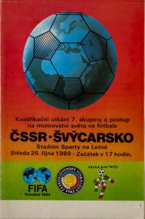 Program fotbal ČSSR  vs. Švýcarsko, 1989