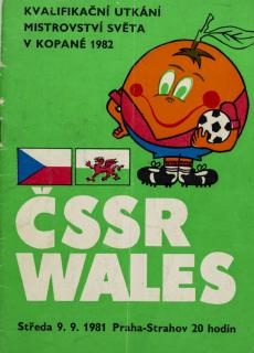 Program fotbal ČSSR  vs. Wales, 1981