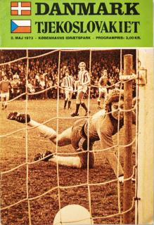 Program fotbal , Danmark v. Tjeckoslovakiet, 1973