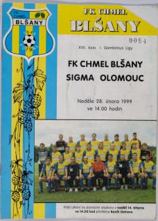 Program fotbal, FK Chmel Blšany v. Sigma Olomouc, 1999