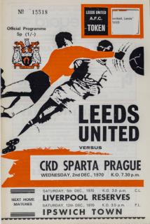Program fotbal, Leeds United v. Sparta Praha, 1970