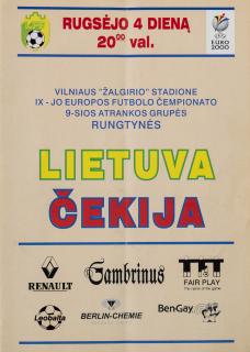 Program fotbal  Lietuva vs. Čekija, 1999