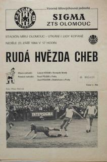 Program fotbal, Sigma Olomouc v Rudá hvězda Cheb, 1984
