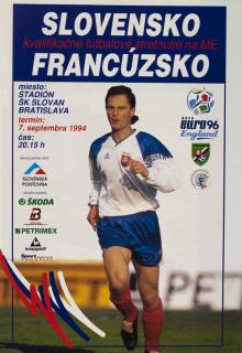 Program fotbal  Slovensko v. Francúzsko, 1994
