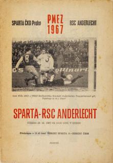 Program fotbal, Sparta ČKD Praha v.RSC Anderlecht, 1967