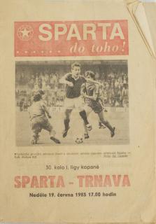 Program fotbal, Sparta ČKD Praha v. TAZ Trnava, 1983