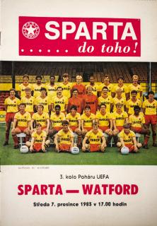 Program fotbal, Sparta ČKD Praha v. Watford, 1983