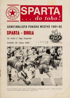Program fotbal, SPARTA- Dukla Praha, 1992