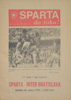 Program fotbal, SPARTA- Inter Bratislava, 1978