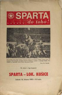 Program fotbal, Sparta Praha v. Košice, 1985