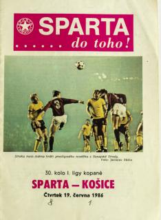 Program fotbal, Sparta Praha v. Košice, 1986