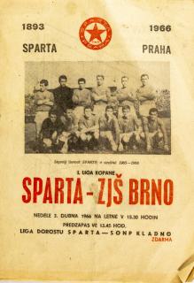 Program fotbal  Sparta Praha v. ZJŠ Brno, 1966