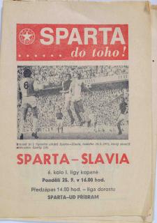 Program fotbal, Sparta - Slavia Praha, 1978
