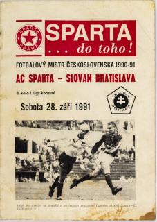 Program fotbal, SPARTA- Slovan Bratislava, 1991