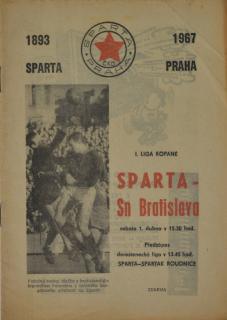 Program fotbal, SPARTA- Sn. Bratislava, 1967