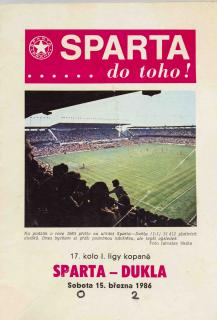 Program fotbal, Sparta v. Dukla, 1986