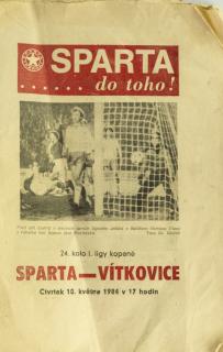 Program fotbal, Sparta v. Vítkovice, 1984