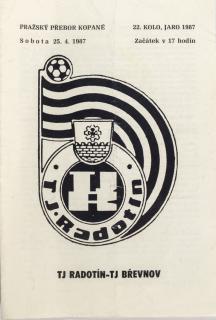 Program fotbal  TJ Rdaotín v. TJ Břevnov, 1987
