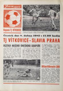 Program fotbal, TJ Vítkovice v. Slavia Praha, 1982