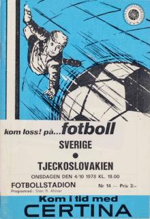 Program fotboll, Sverige v. Tjeckoslovakien, 1978