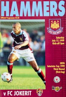 Program HAMMERS, West ham United v FC Jokerit, UEFA 3 rd, round, 1999