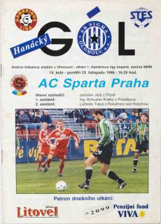 Program Hanácký gól, Olomouc vs. AC Sparta Praha , 1998