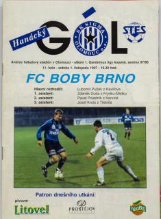 Program Hanácký gól, Olomouc vs. FC Boby Brno , 1997