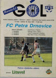 Program Hanácký gól, Olomouc vs. FC Petra Drnovice , 1997