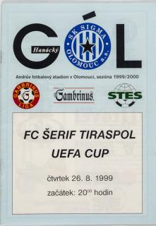 Program Hanácký gól, Olomouc vs. FC Šerif Tiraspol, 1999