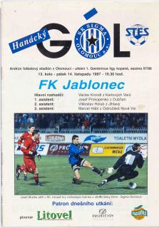 Program Hanácký gól, Olomouc vs. FK Jablonec , 1997